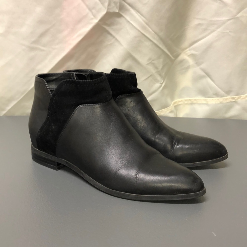 23. Nine West | Black Leather Ankle Boots with Velvet Accent